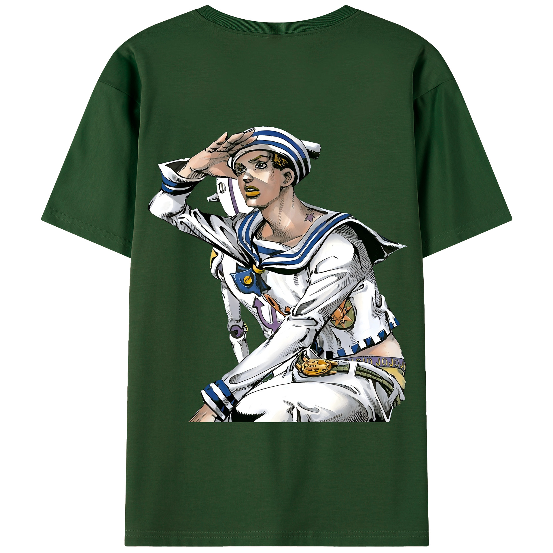 （画像用） ジョジョの奇妙な冒険 東方定助 JoJo's Bizarre Adventure Higashikata Josuke 綿100％半袖Tシャツ（背面プリント）